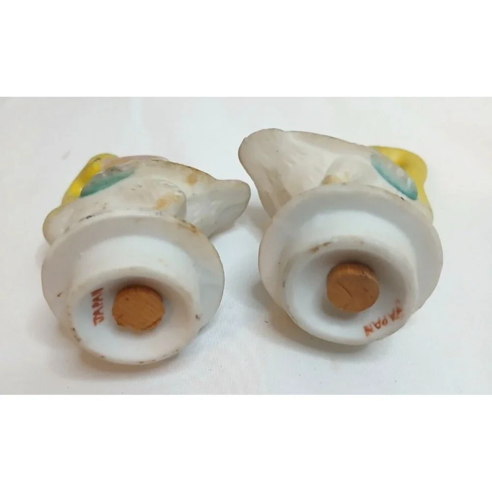 RARE Vintage Red Lettered Japan PELICANS Hand Painted Salt & Pepper Shaker Set